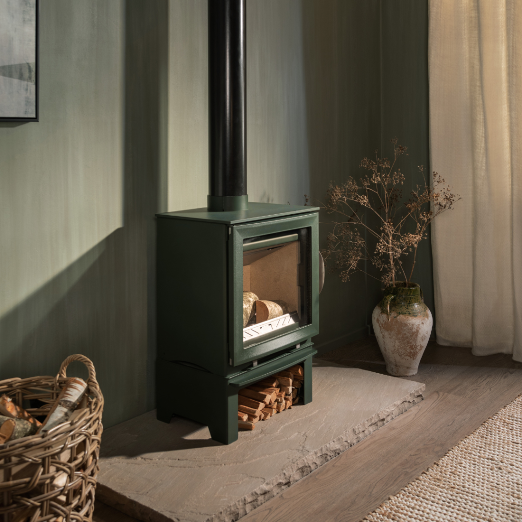 Beltane bio-ethanol fire with sleek stainless steel design in Cornwall