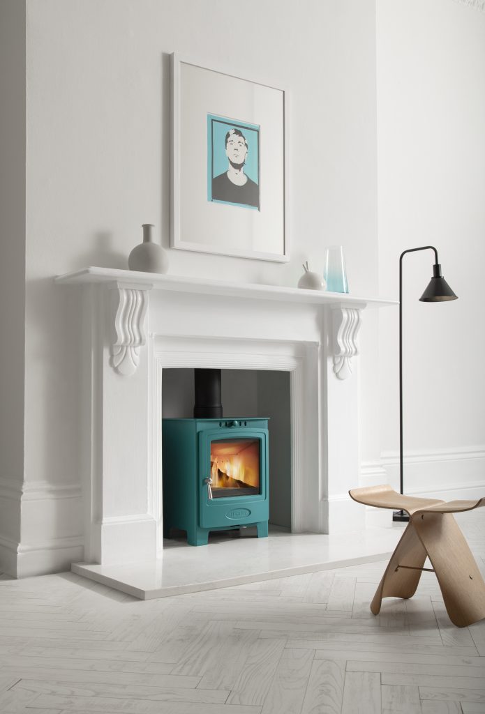 Arada Miami wood-burning stove with large glass door in Cornwall property