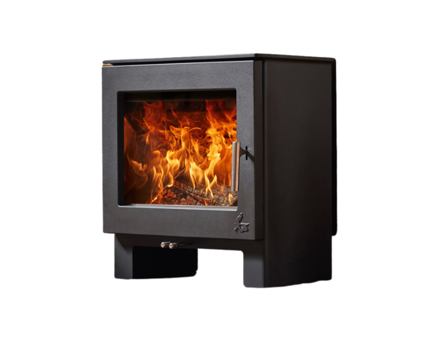 Sherford 8 Eco Standard multi-fuel stove installed in a Cornwall living room
