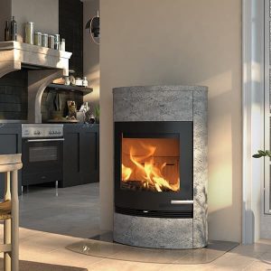 Termatech TT22 wood-burning stove with clean lines installed in Cornwall