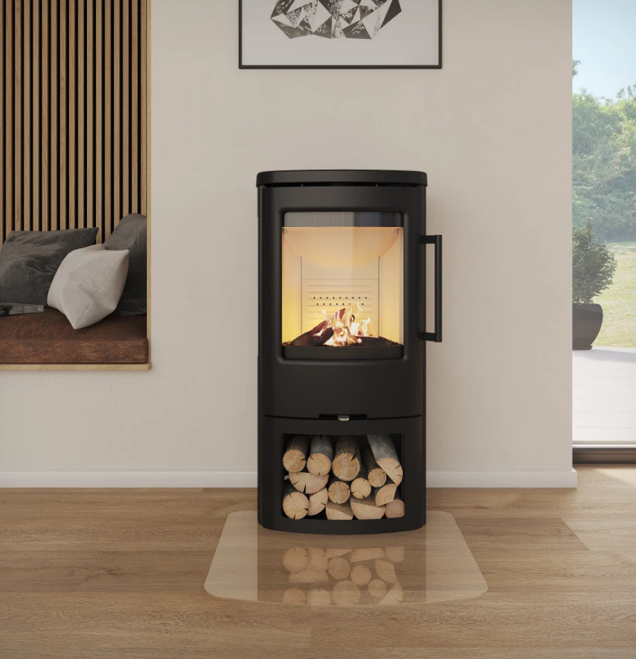 Termatech TT44G wood-burning stove with large viewing window in Southwest England
