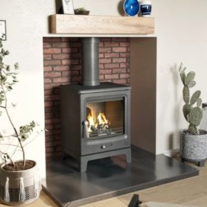 Lotus multi-fuel stove with chimney system and flue liner installed in Southwest England
