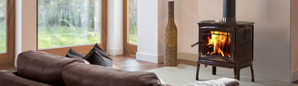 Dean Forge Craftsbury multi-fuel stove in traditional Cornwall fireplace