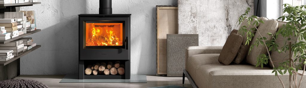 Bio-ethanol EB1 fire with clean flame in stylish Cornwall interior setting