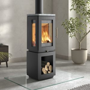 Heta Glow pellet stove providing eco-friendly heating in a Cornwall residence