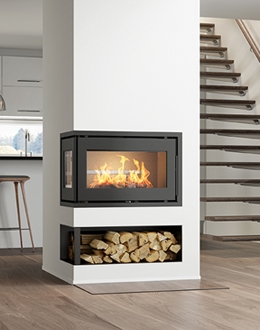 Heta Kategori Indsats inset wood burning stove installed in Cornwall home