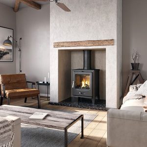 Termatech pellet stove installed with chimney relining and flue system in a Cornwall home