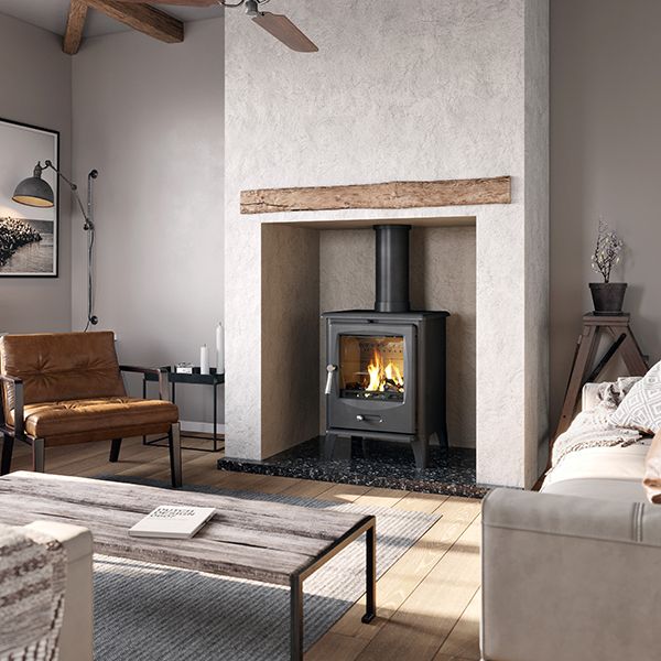 Sleek Termatech pellet stove installed with flue liner in a modern Southwest England property