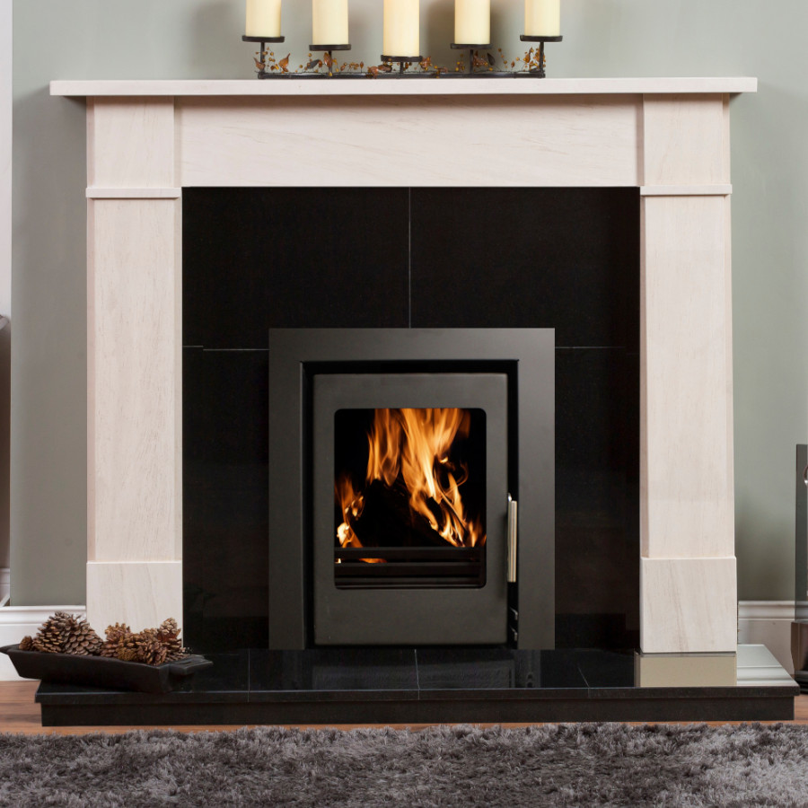 Sleek Termatech pellet stove installed in a modern Cornwall living room setting